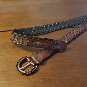 Brown Leather Woven Belt Never Worn Length…